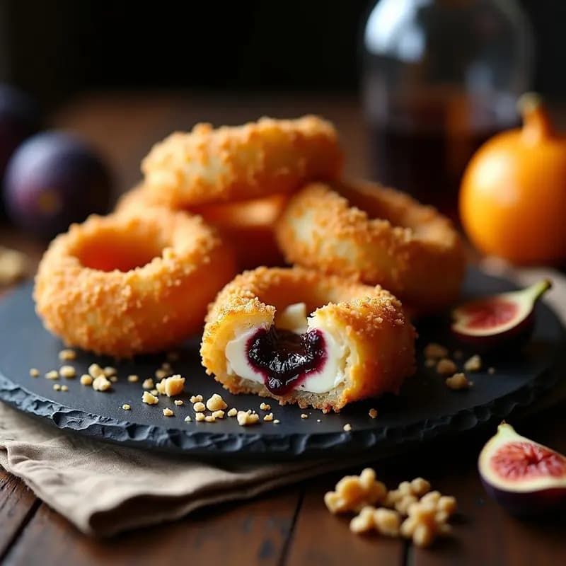 Aros de Cebolla Rellenos de Queso Azul y Mermelada de Higos: Entrante Gourmet Frito