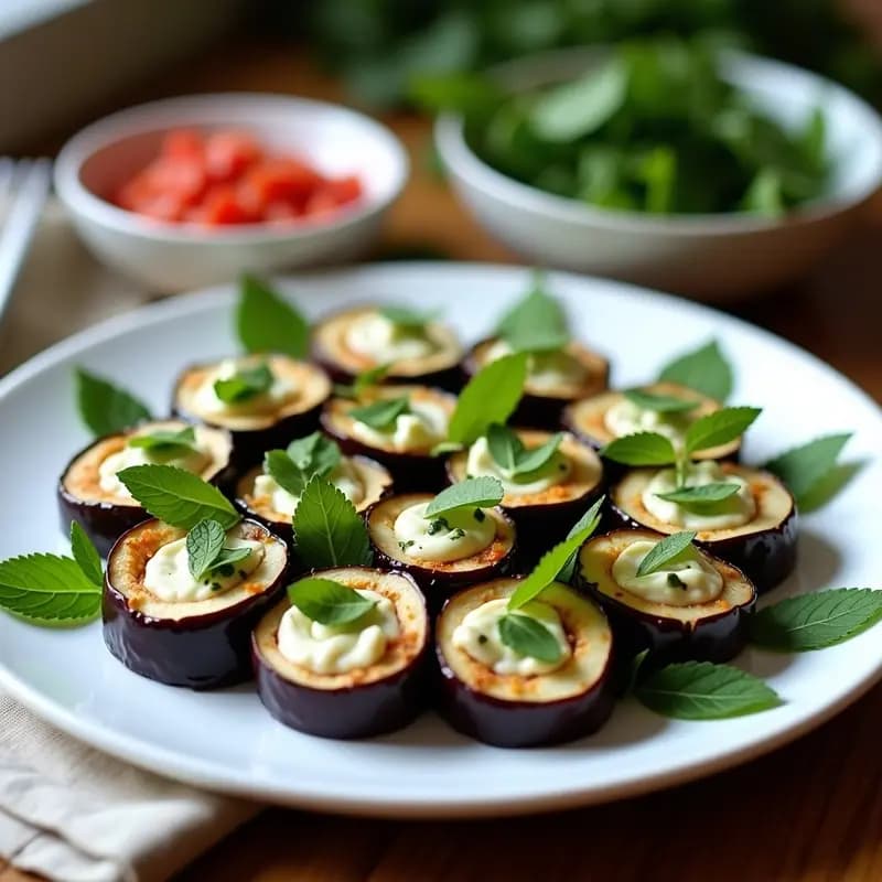 Arrolladitos de Berenjena con Relleno de Berros y Queso Feta: Receta Libanesa en 15 Minutos