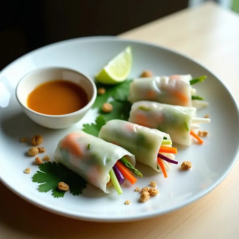 Arrolladitos de Primavera con Salsa de Cacahuete y Lima: Entrante Vietnamita Crujiente