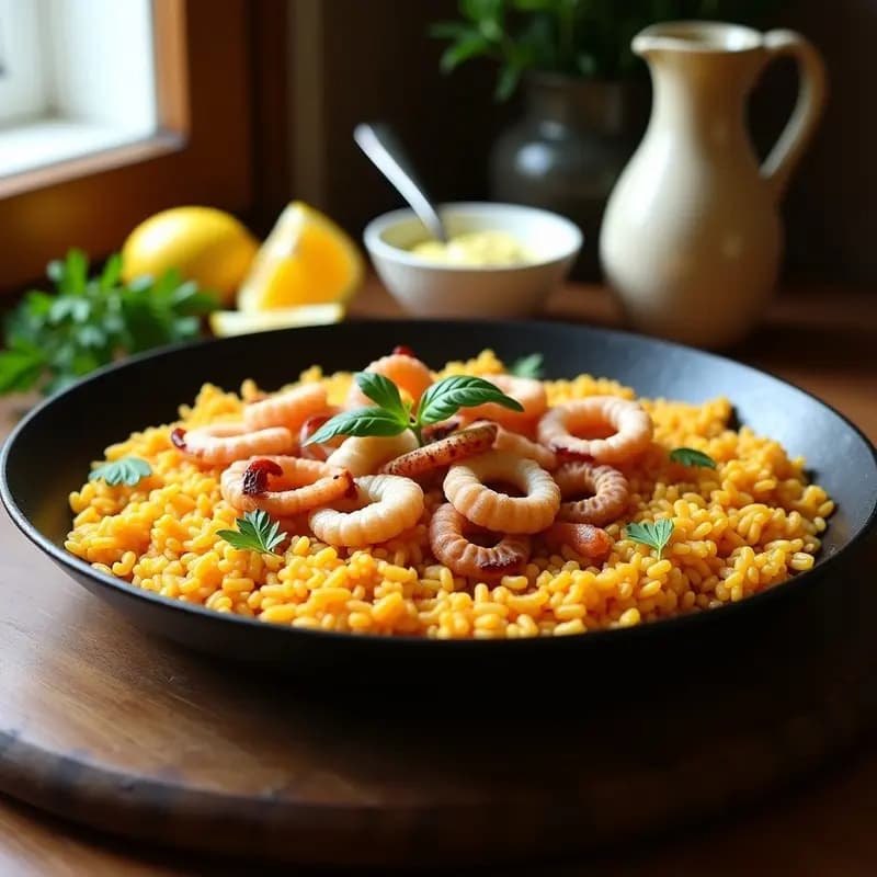 Arroz a banda con calamares y alioli Receta de pescado mediterránea en paellera