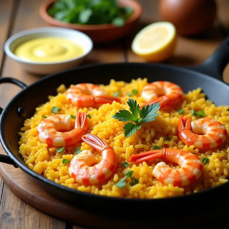 Arroz a banda con gambas y alioli: Receta mediterránea fácil y sabrosa