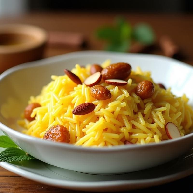 Arroz Basmati con Azafrán y Pasas: Receta Persa Dulce-Salada en Olla Rápida