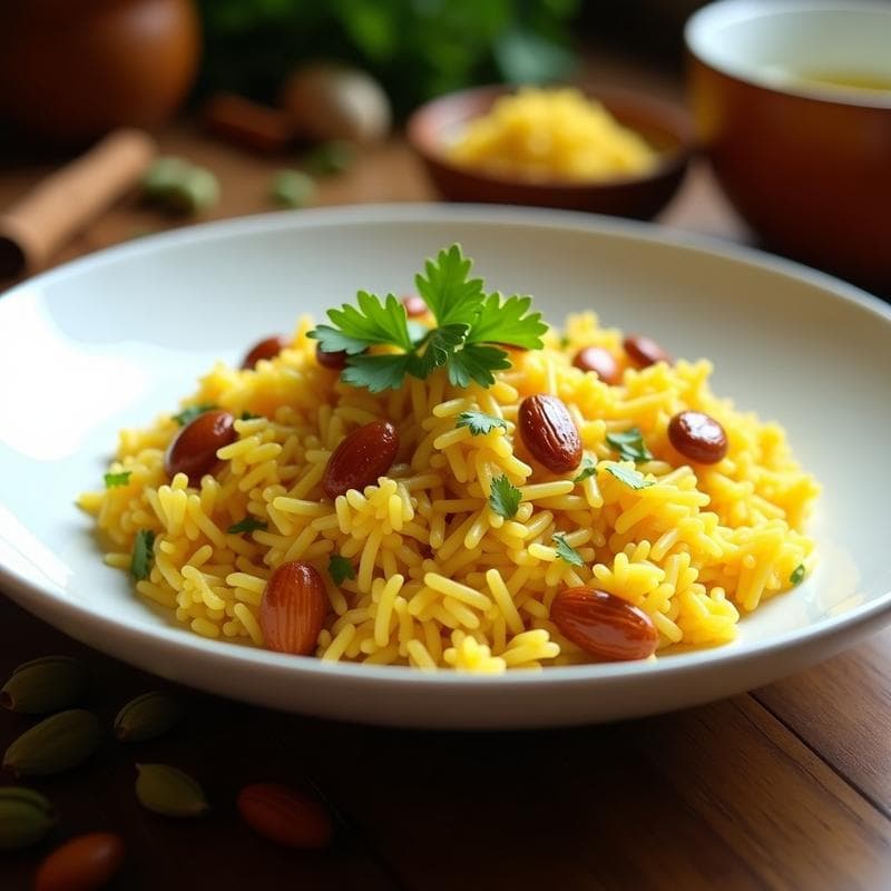 Arroz Basmati con Azafrán y Pasas: Receta India Vegana con Toque Dulce