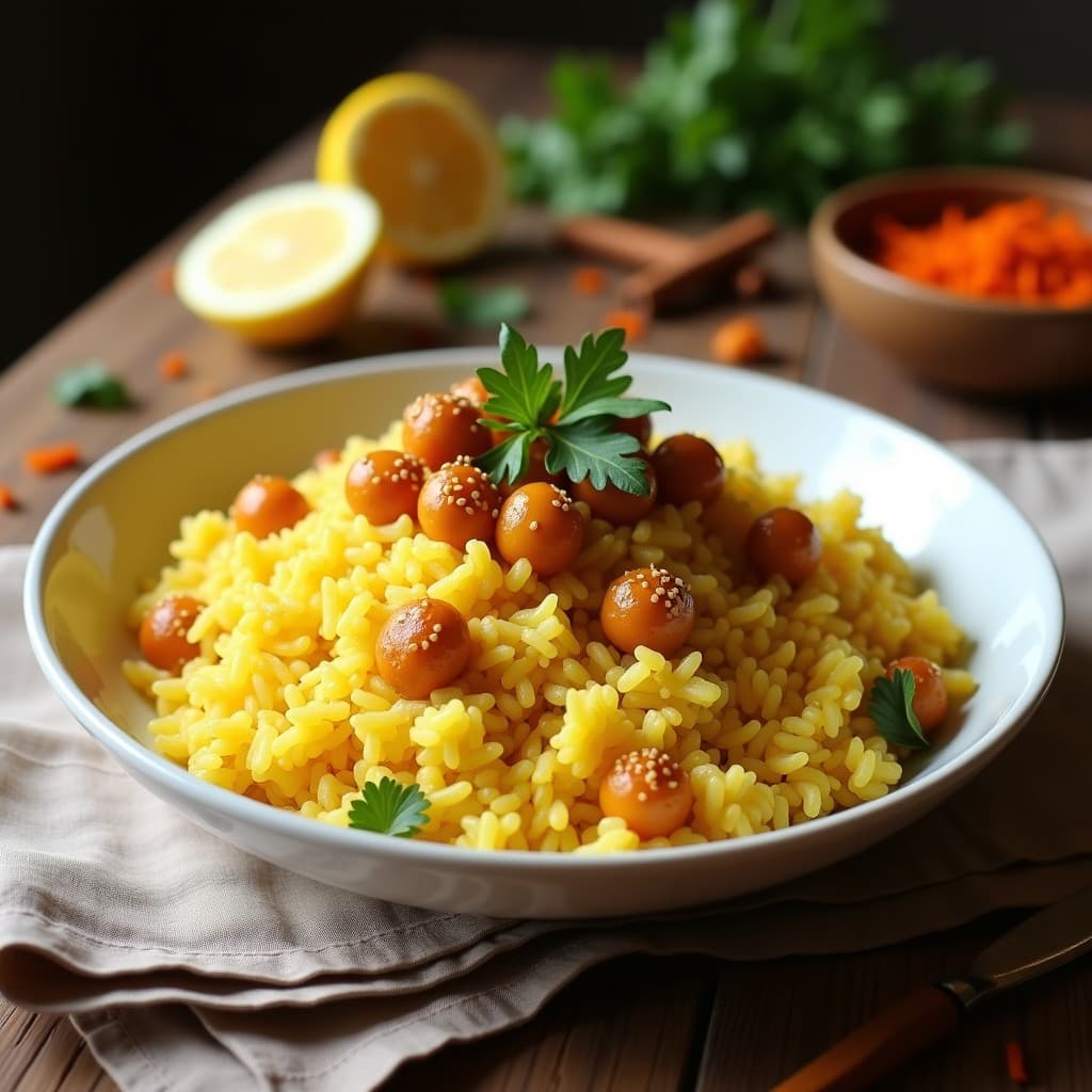 Arroz Basmati con Azafrán y Garbanzos Dorados: Receta Vegana de Inspiración Persa en Olla Lenta