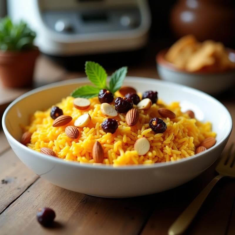 Arroz Basmati con Azafrán y Frutos Secos: Receta Árabe en Thermomix con Toque Dulce-Salado