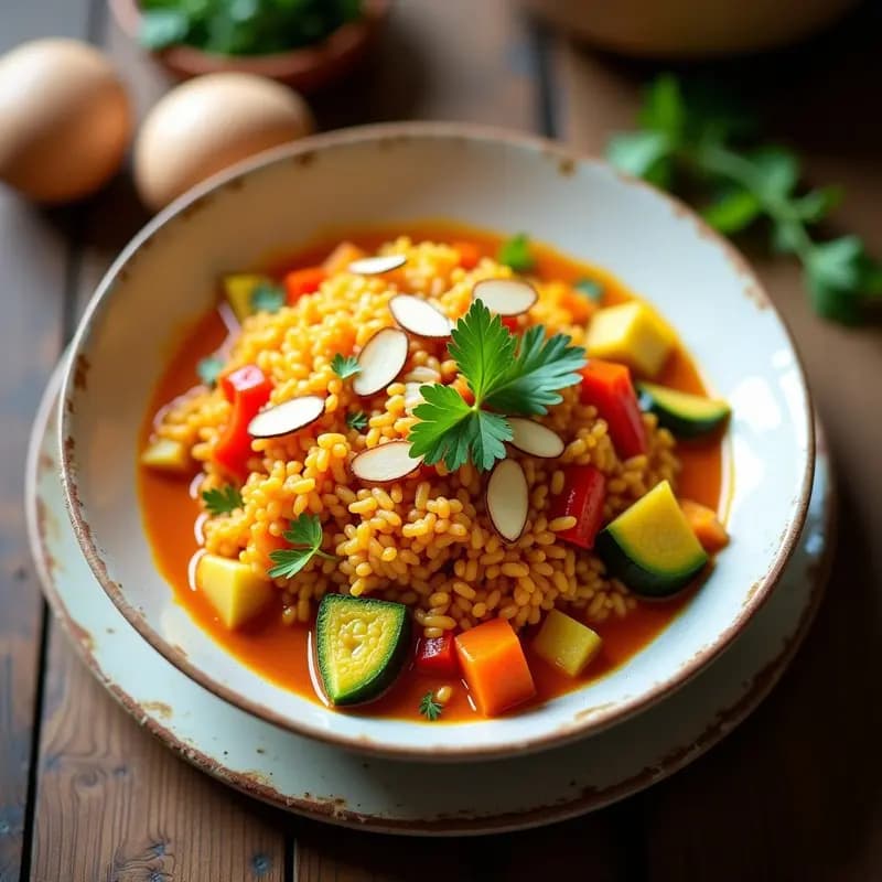 Arroz Basmati con Azafrán y Verduras al Curry: Receta Persa Vegana y Sin Gluten