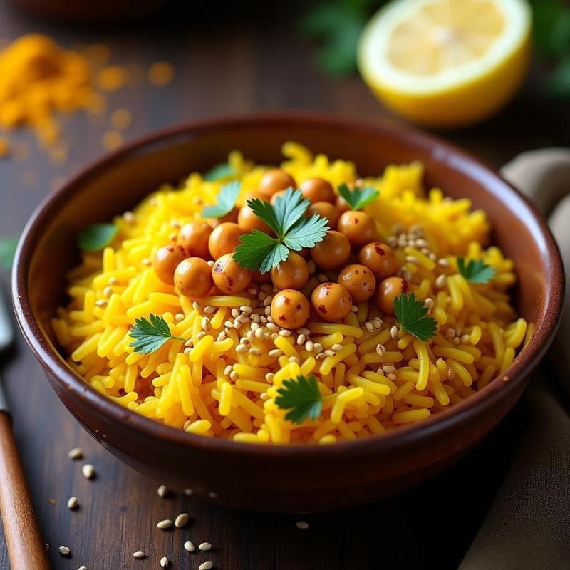Arroz Basmati con Cúrcuma y Garbanzos Crujientes: Receta India en Thermomix Antiinflamatoria