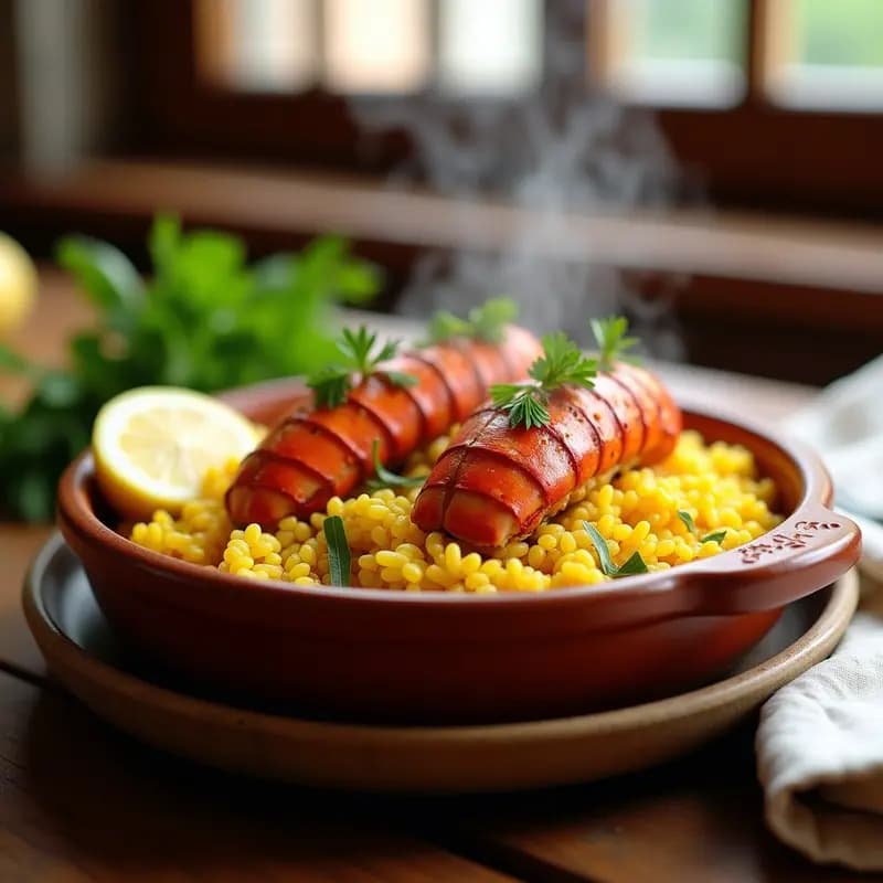 Arroz con Bogavante y Azafrán: Receta de Costa Española Gourmet en Cazuela