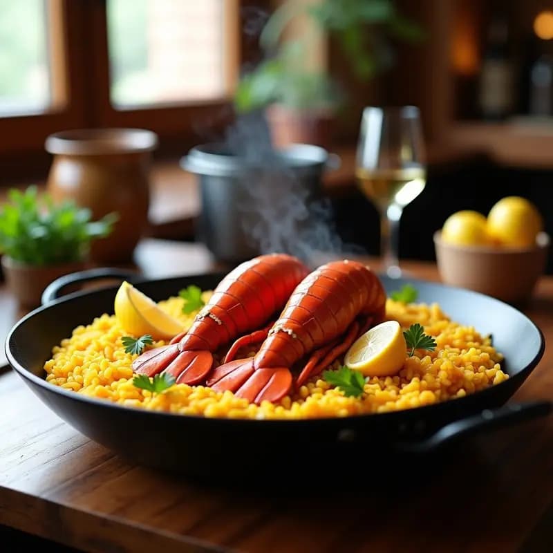 Arroz con Bogavante al Estilo Valencia: Receta Española Gourmet en Paellera