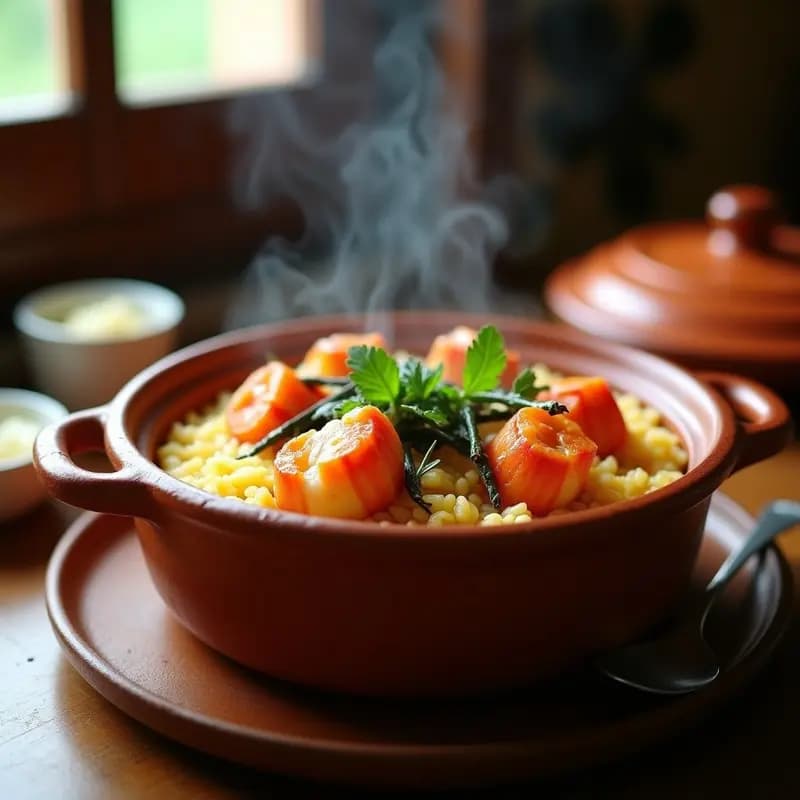 Arroz caldoso con bogavante y azusta: Receta gallega tradicional en cazuela de barro