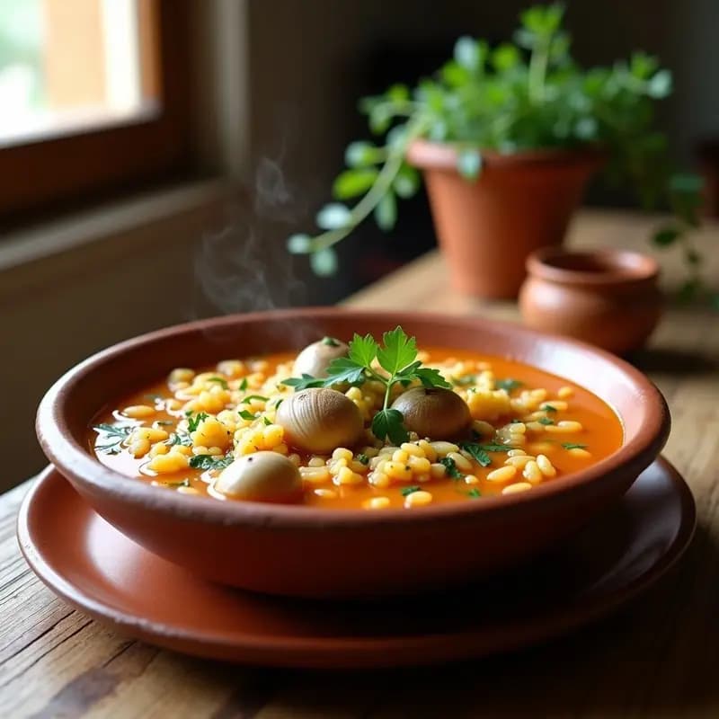 Arroz Caldoso con Caracoles y Hierbas Provenzales: Receta Valenciana Tradicional en 40 Minutos