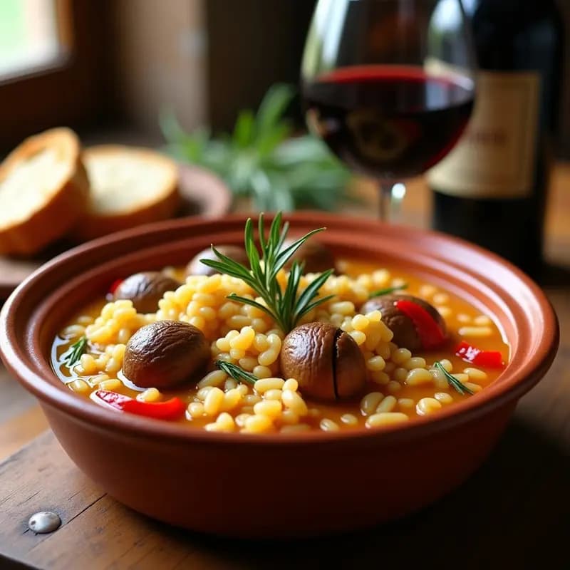 Arroz Caldoso con Conejo y Caracoles: Receta de Monte Valencia en Cazuela