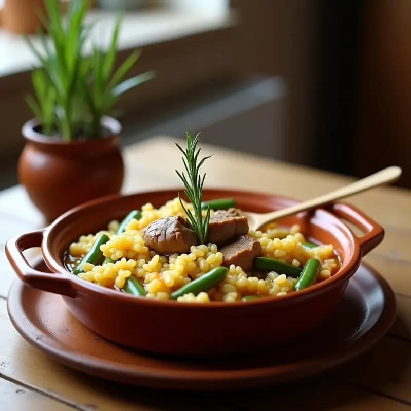 Arroz Caldoso con Conejo y Judías Verdes: Guiso de Monte Casero y Reconfortante