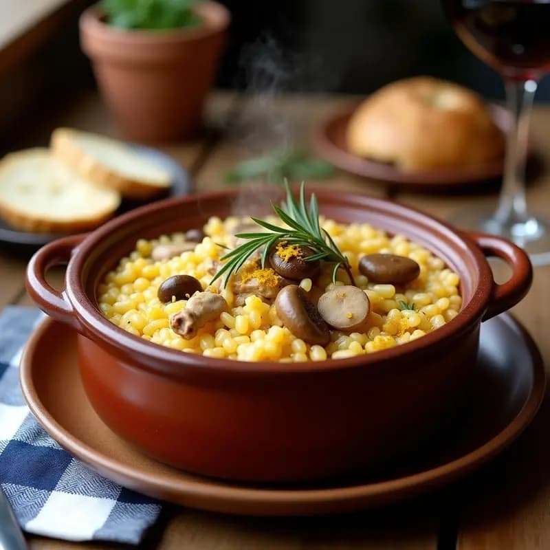 Arroz Caldoso con Conejo y Setas Silvestres: Receta de montaña valenciana en una sola olla