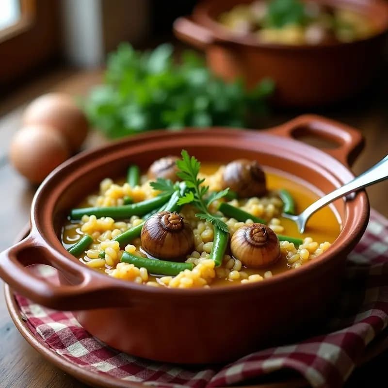 Arroz Caldoso con Judías Verdes y Caracoles: Receta de Montaña Andaluz