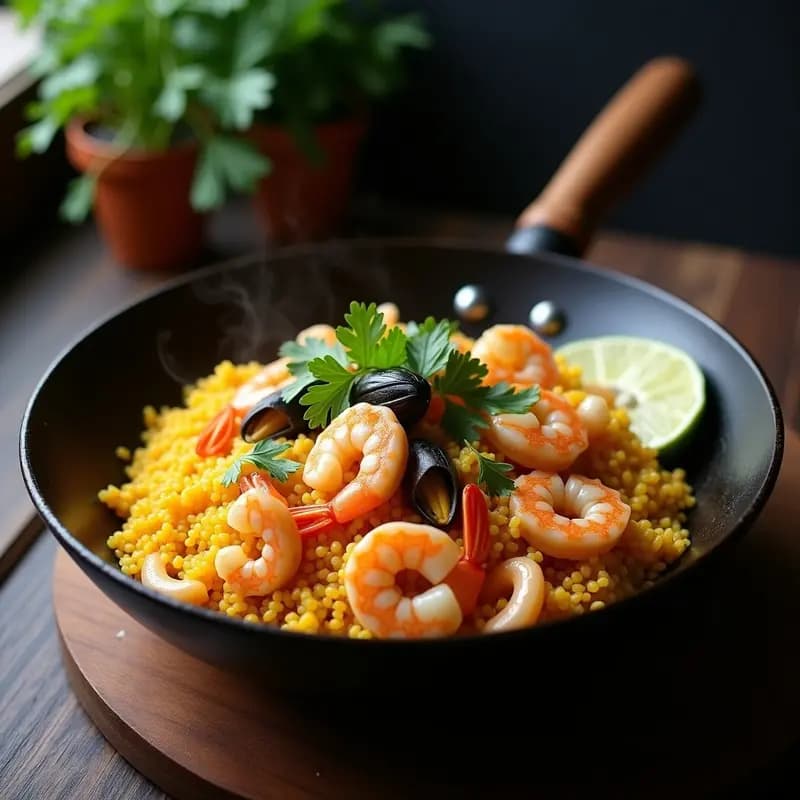 Arroz Chaufa Peruano con Mariscos y Ají Amarillo: Receta de Fusion Asiática en Wok