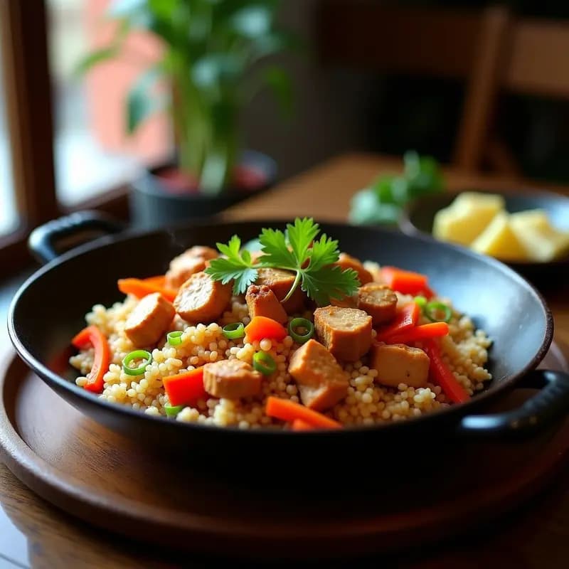 Chifa Peruano: Arroz Chaufa con Pollo y Jengibre en Wok