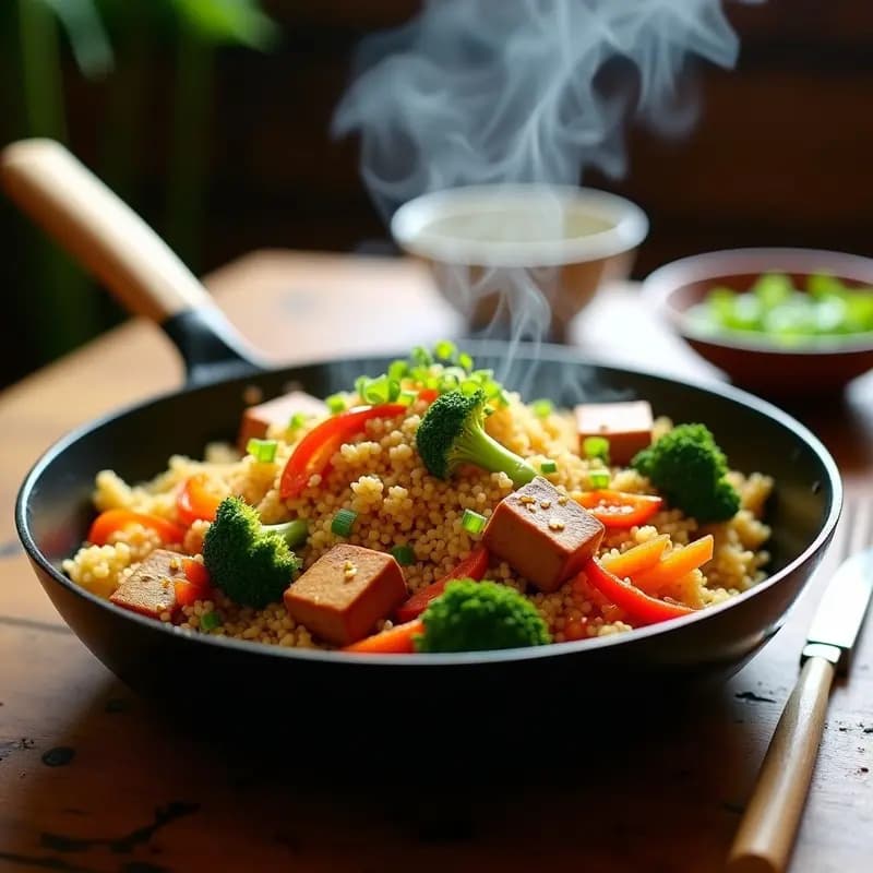 Arroz Chaufa de Quinoa con Verduras y Salsa de Soja: Receta Peruana Vegana y Alta en Proteína
