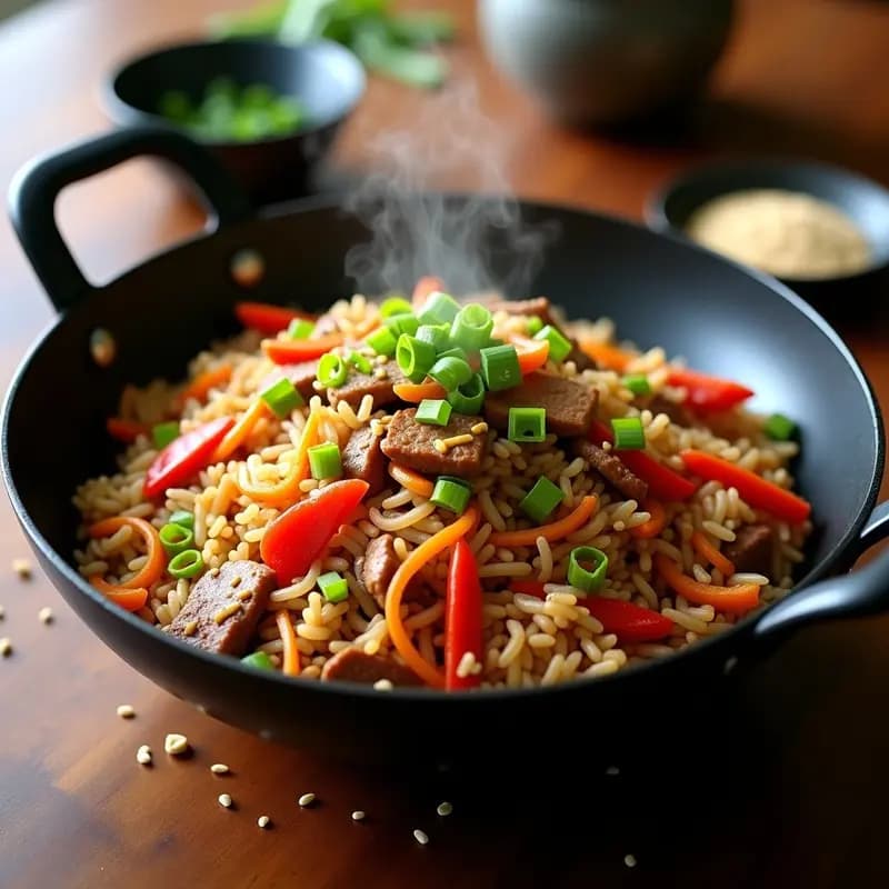 Arroz Chaufa Peruano con Seitán y Vegetales: Receta China-Peruana en 15 Minutos