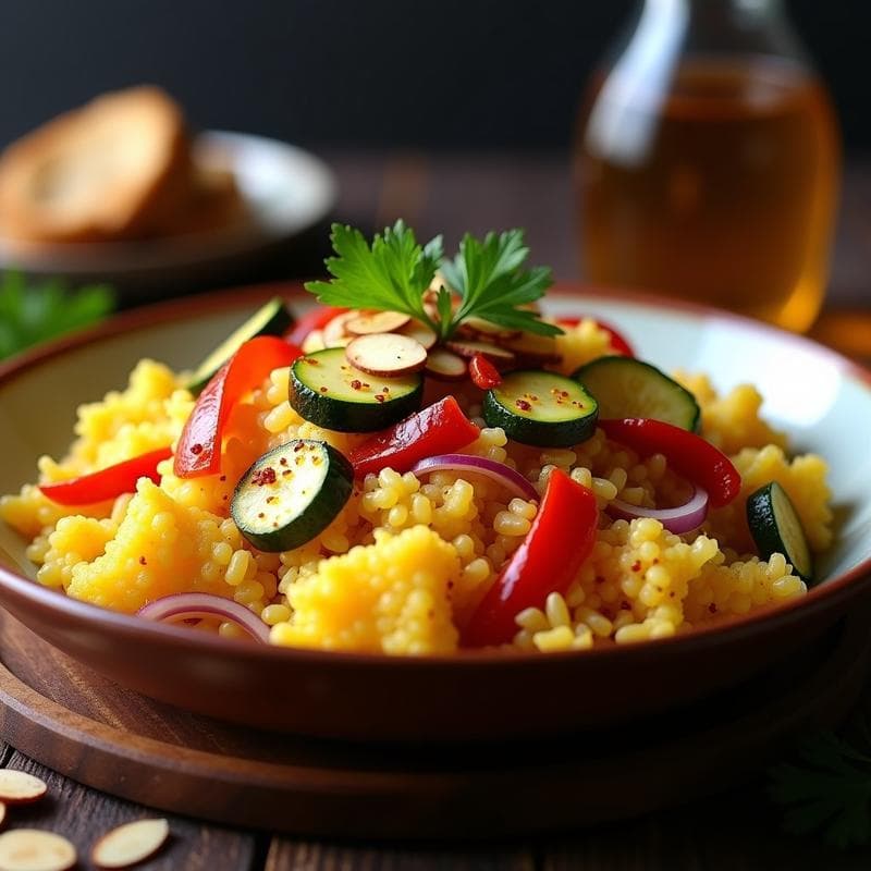 Arroz de Coliflor con Azafrán y Vegetales Asados: Receta Española Keto en Airfryer