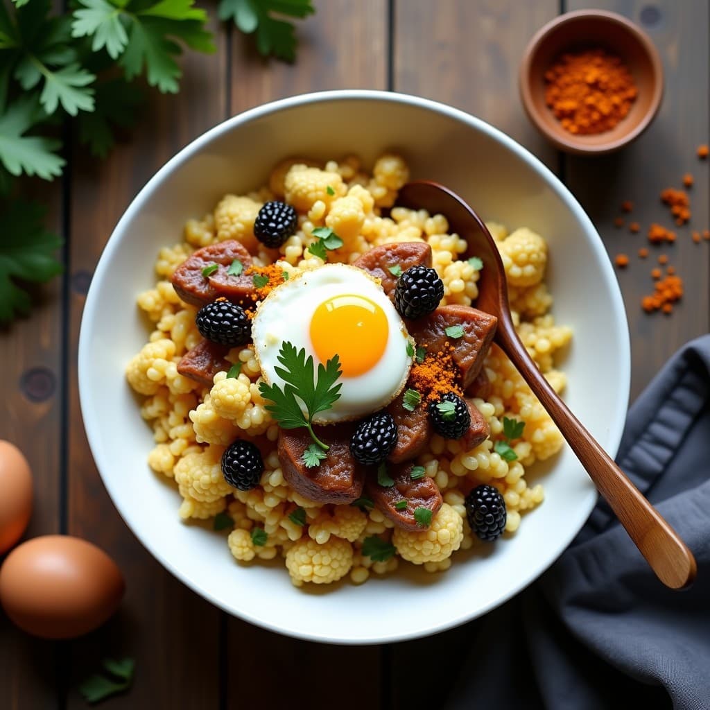 Arroz de Coliflor Salteado con Bruder y Pasas: Receta Peruana Keto y Sin Azúcar