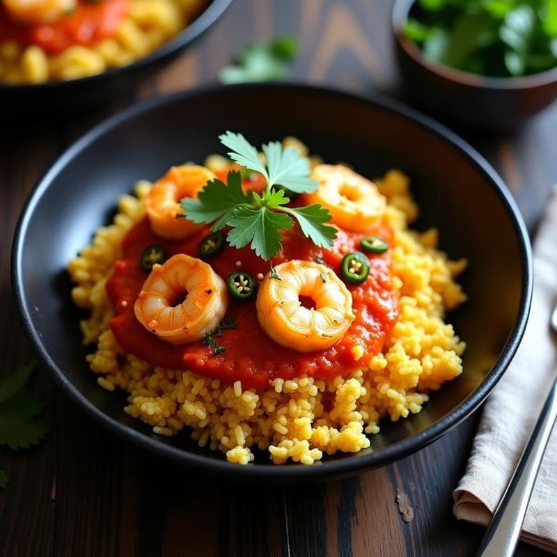 Arroz de Coliflor con Curry de Camarones: Receta Keto en Airfryer con Toque Picante