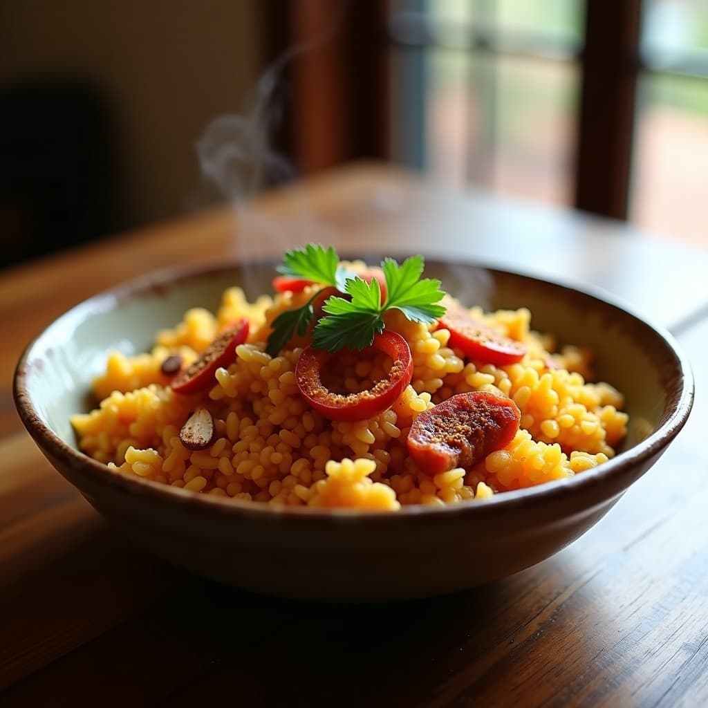 Arroz de Coliflor con Chorizo Vegano y Pimentón: Receta Keto en Airfryer con Toque Español