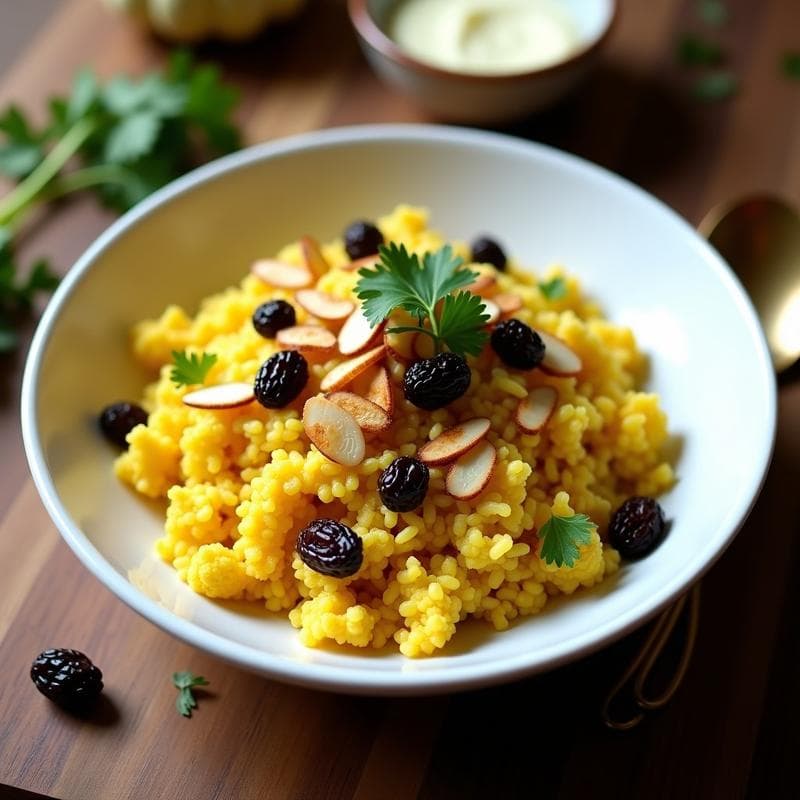 Arroz de Coliflor con Curry de Hinojo y Pasas: Receta Keto en Airfryer sin Aceite
