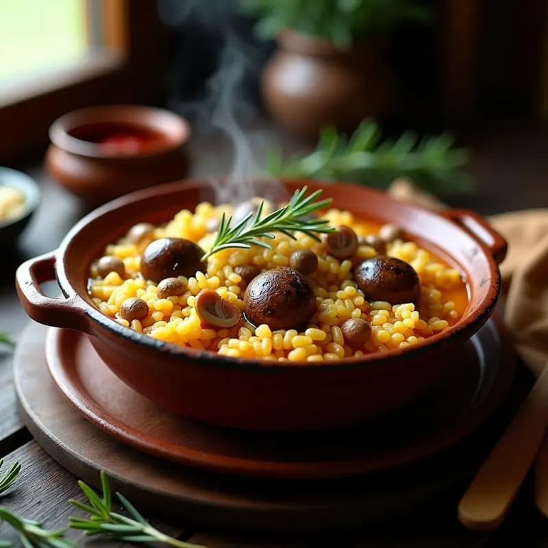Arroz a la Comandancia con Setas y Caracoles: Receta Valenciana de Monte