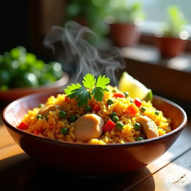 Arroz con Pollo Colombian Style: Receta con Azafrán y Verduras en Olla Express