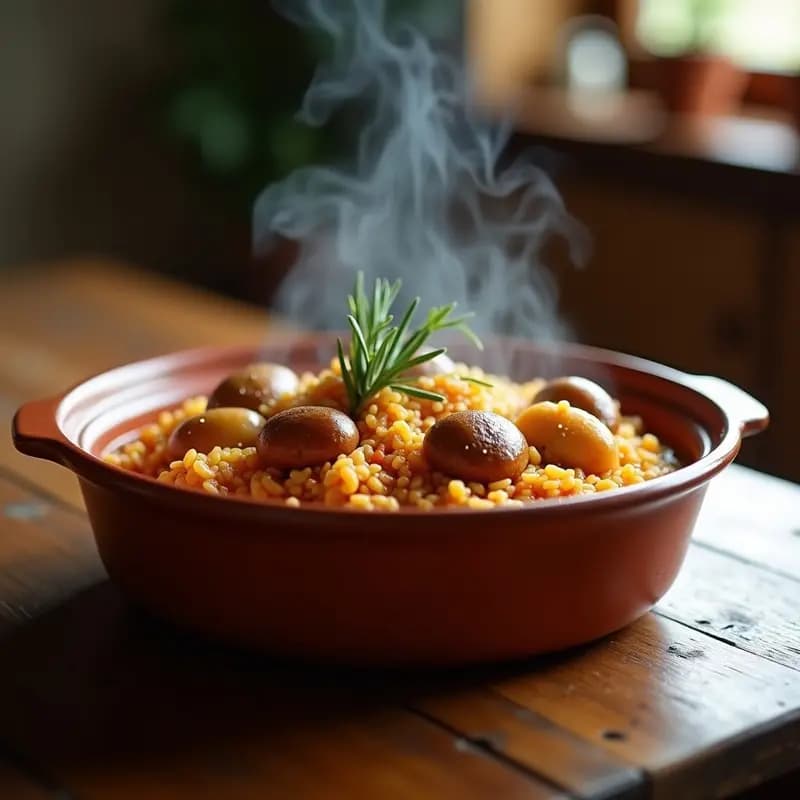 Arroz con Conejo y Caracoles a la Mallorquina: Guiso de montaña fácil en cazuela