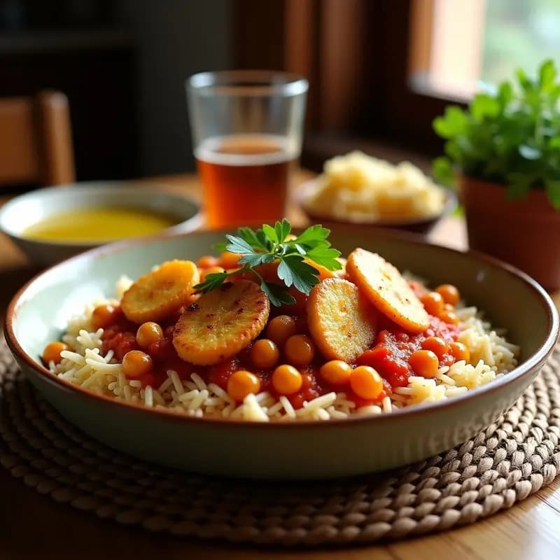 Arroz a la Cubana con Garbanzos y Pimentón: Receta Española Vegana en Una Sola Sartén