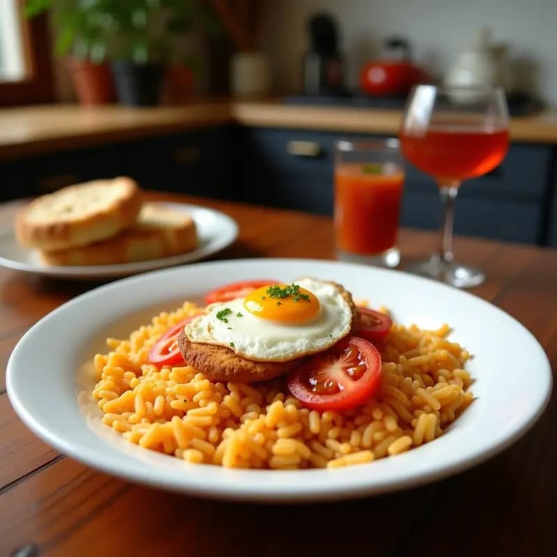 Arroz a la Cubana con Huevo Frito y Tomate: Plato Clásico Español en 15 Minutos