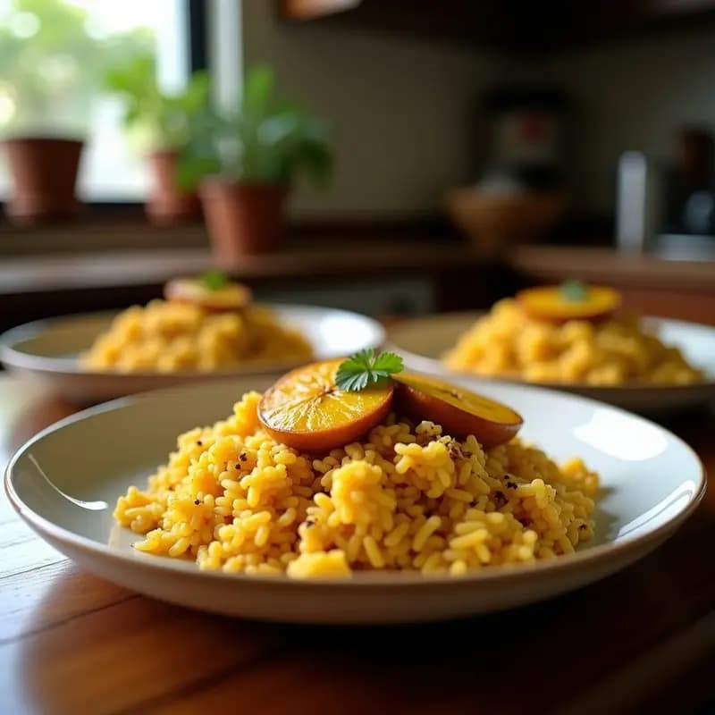 Arroz a la cubana con plátano macho: Versión canaria del clásico español