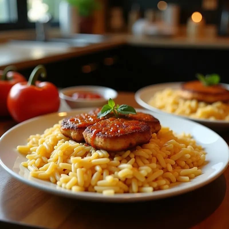 Arroz a la Cubana con Plátano Macho y Salsa Brava: Receta Fácil y Reconfortante