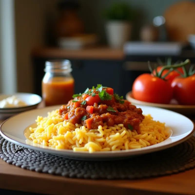 Arroz a la Cubana con Plátano Maduro y Salsa de Tomate: Receta Infantil y Nostálgica