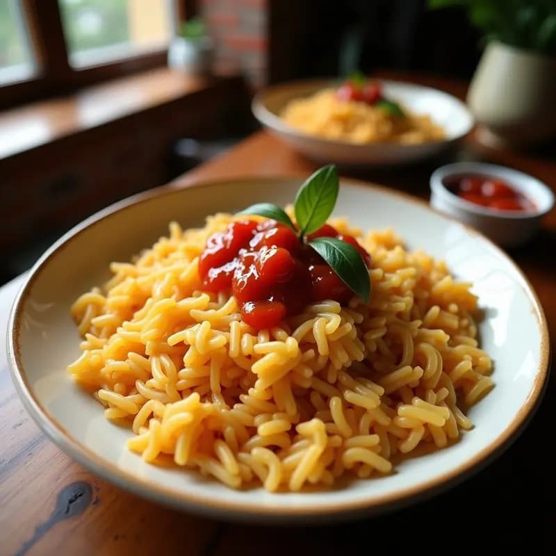 Arroz a la Cubana con Plátano Machado y Salsa Brava: Receta Clásica con Toque picante