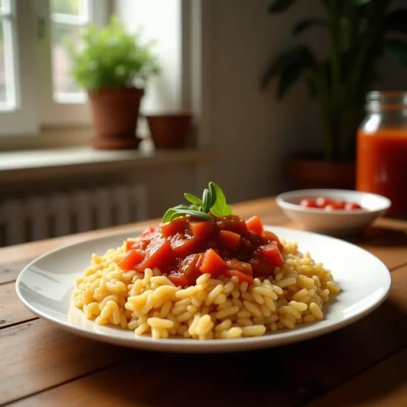 Arroz a la Cubana con Plátano y Salsa de Tomate: Clásico con Toque Tropical
