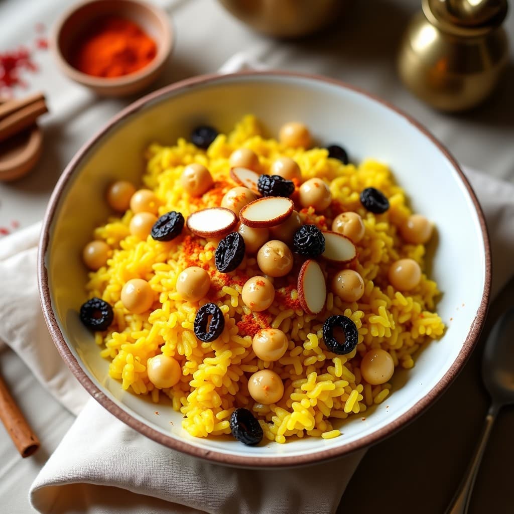 Arroz con Cúrcuma y Garbanzos Tostados: Receta Iraní Vegana de Una Olla