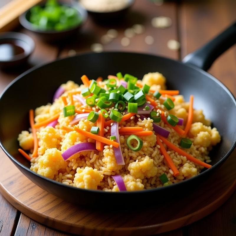 Arroz Frito de Coliflor y Huevos: Receta China Keto y Sin Gluten en 20 Minutos