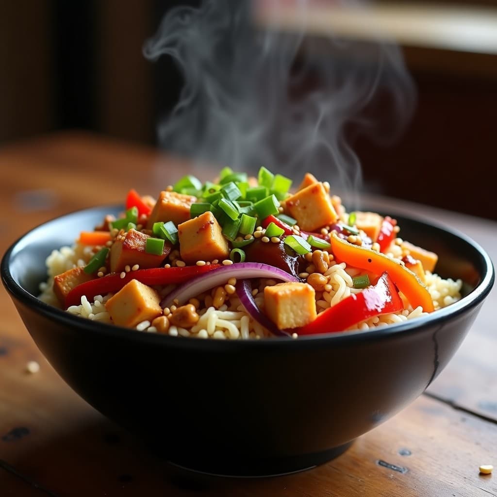 Arroz Frito de Coliflor con Tofu y Salsa Hoisin: Receta China Vegana en Olla Exprés