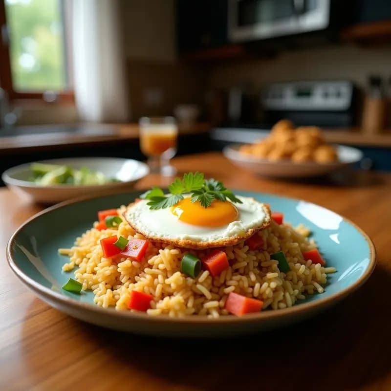 Arroz Frito con Huevo y Vegetales al Estilo indonesio: Receta Nasi Goreng Vegana