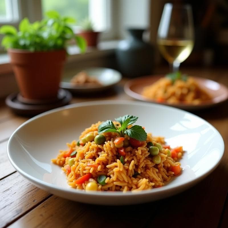 Arroz Frito con Tempeh y Vegetales al Vapor: Receta Indonesia en Thermomix Sin Gluten