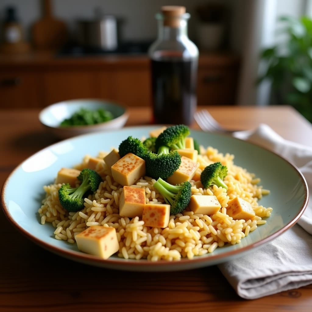 Arroz Frito con Tofu y Brócoli: Receta China Vegana en Airfryer y Rápida