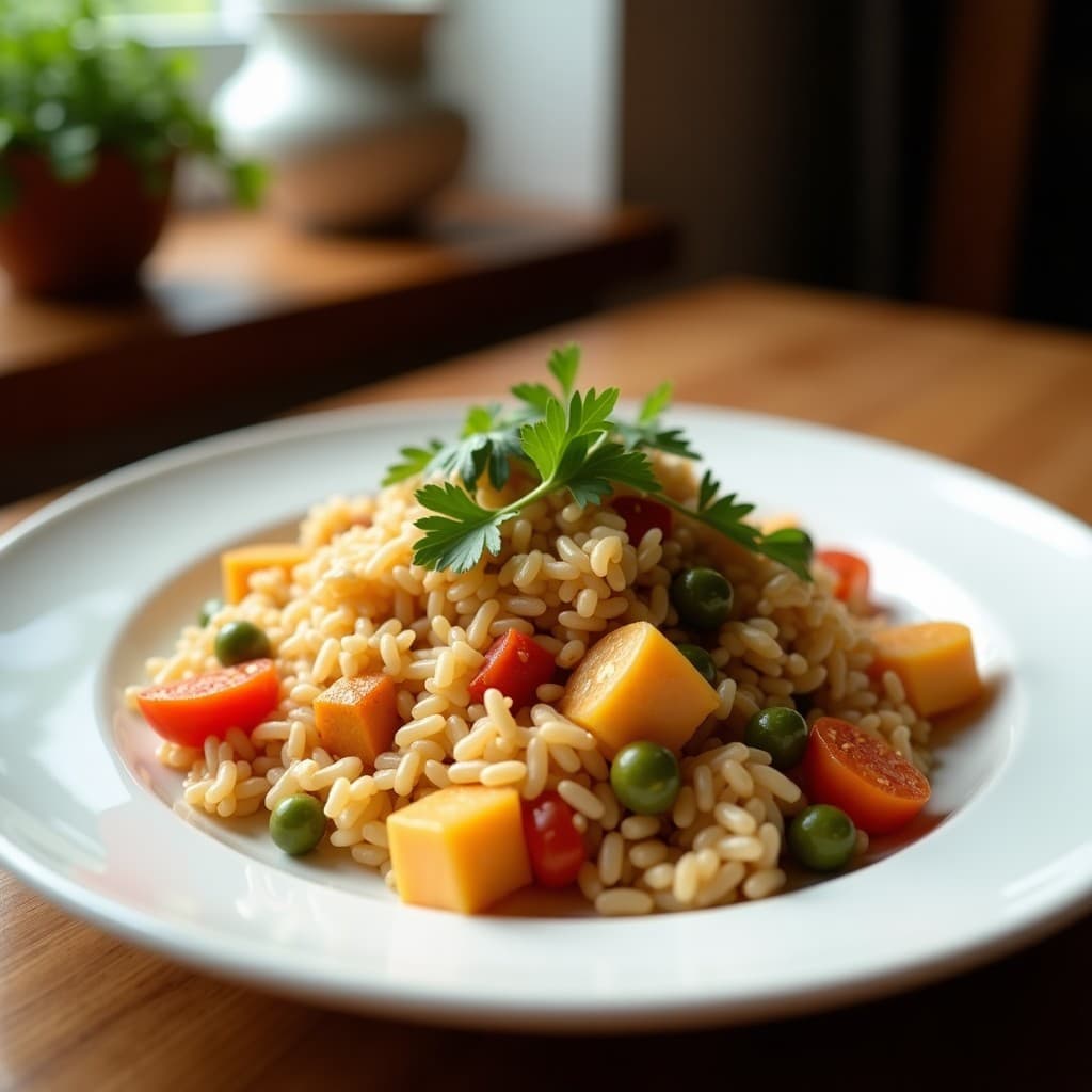 Arroz Frito con Tofu y Vegetales al Miso: Receta Japonesa en Airfryer sin Aceite