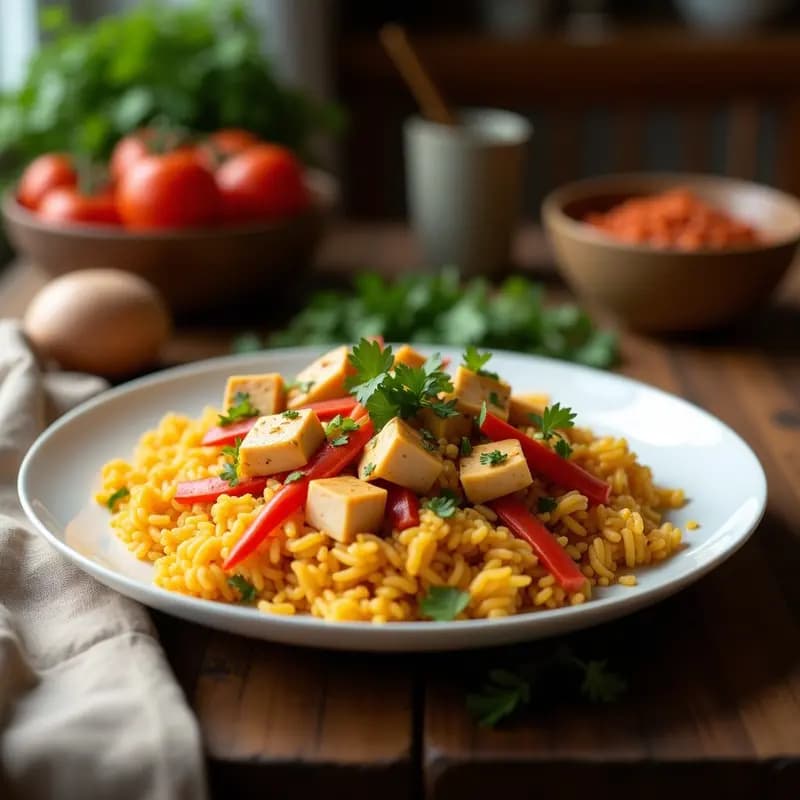 Arroz Frito con Tofu y Vegetales al Estilo Peruano: Receta en Olla Rápida Sin Gluten