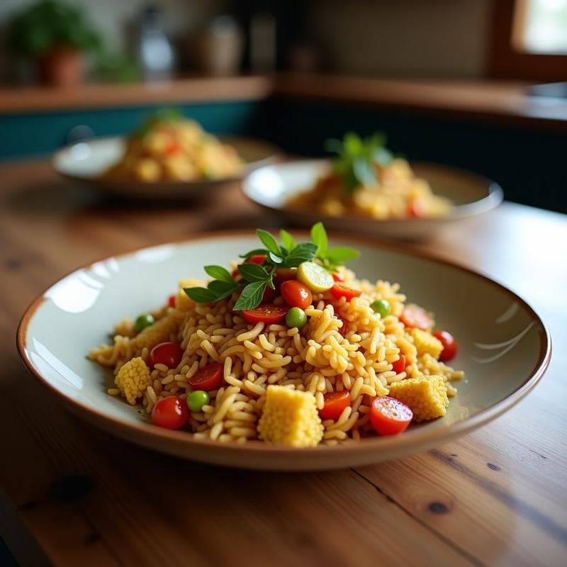 Arroz Frito con Tofu y Vegetales en Fermentación: Receta Vegana en Olla Express y Probiótica