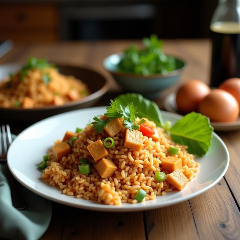 Arroz Frito con Tofu Marinado y Vegetales Fermentados: Receta China Vegana en Thermomix