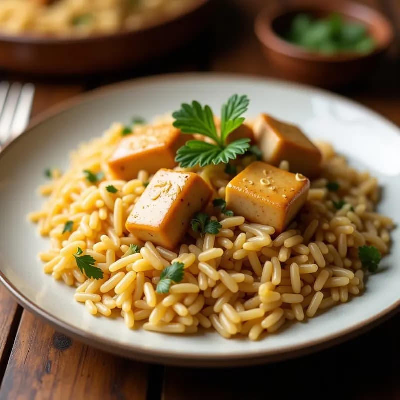 Arroz con Gandules y Tofu: Plato Puertorriqueño Vegano y Rico en Proteína