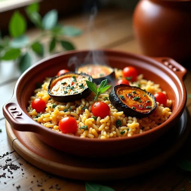 Arroz al Horno con Costillas de Berenjena y Tomate: Receta Española Vegana